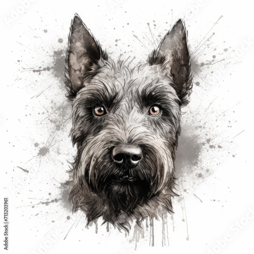 Scottish_Terrier_dog in grunge style on white background