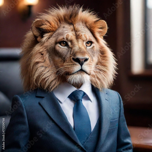  lion in business suit fantasy art
