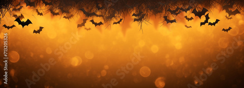 Halloween banner with bats, generative AI