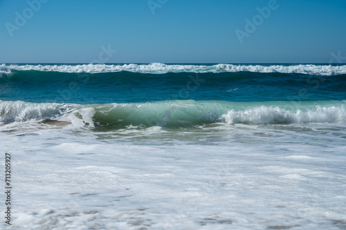 View on Plage de Horizon, Plage de l'ocean near Le Phare du Cap Ferret and Duna du Pilat, Cap Ferret peninsula, France, southwest of Bordeaux, France's Atlantic coastline