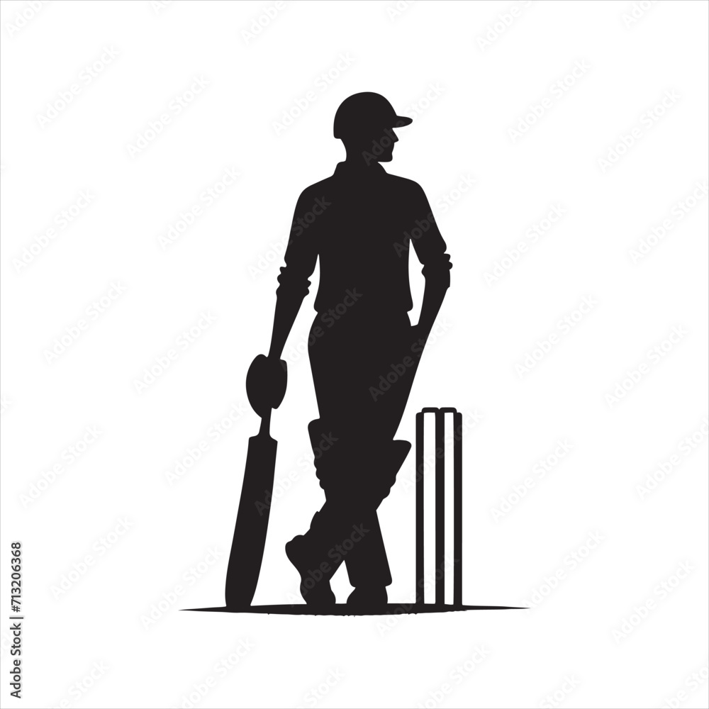 Cricketer Shadow Shadowy Showdown: Cricket Silhouette Set Depicting the Intensity and ...