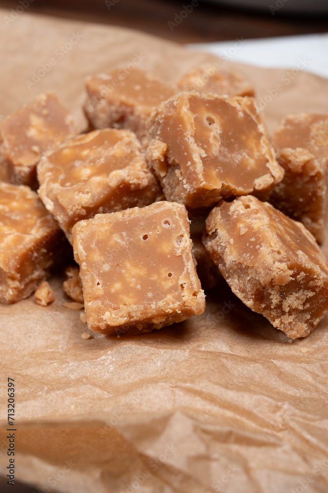 American sweets, homemade butter fudges, confection made by mixing sugar, butter and milk American sweets, homemade butter fudges, confection made by mixing sugar, butter and milk