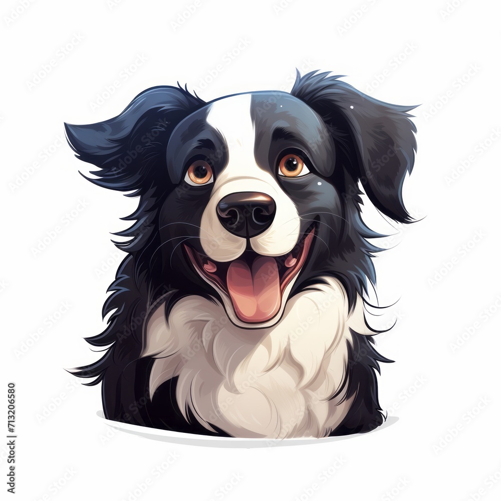 Border_Collie in kawaii style on white background