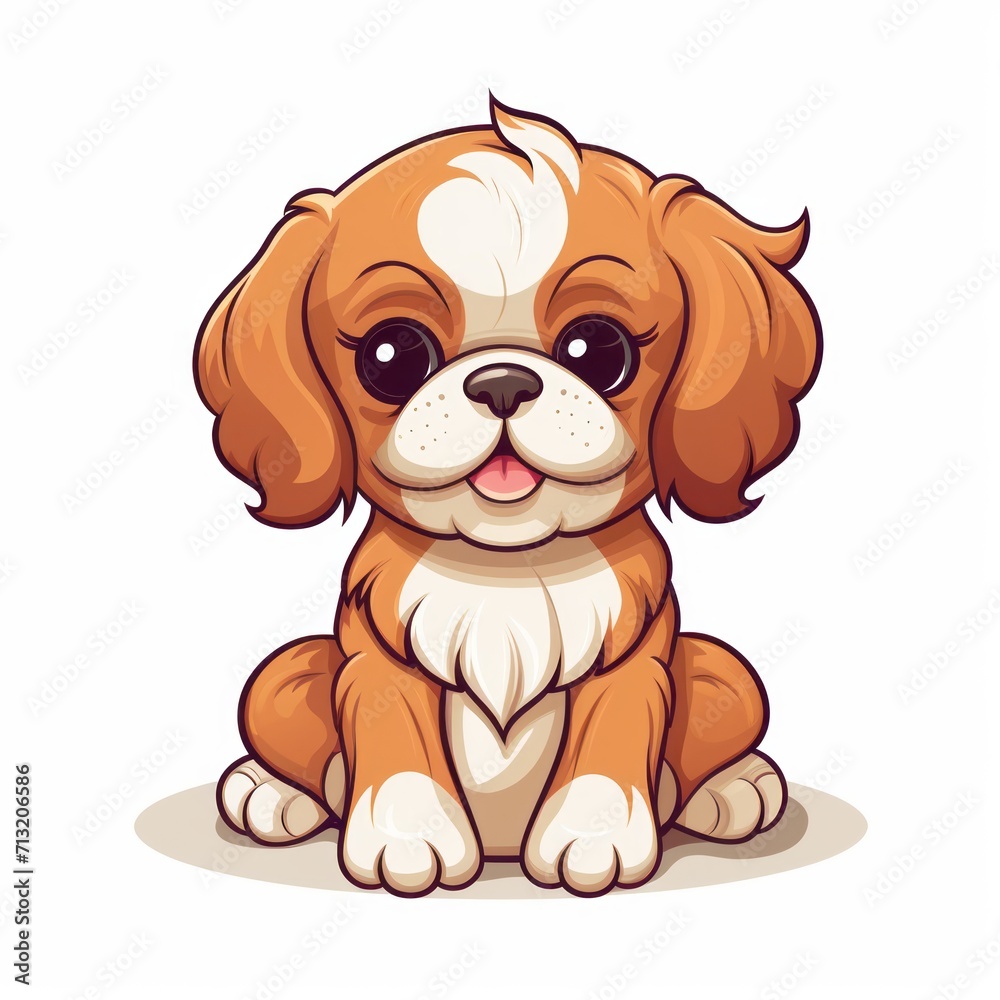 Cavalier_King_Charles_Spaniel in kawaii style on white background Cavalier_King_Charles_Spaniel in kawaii style on white background