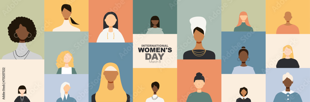 International Women's Day banner. - obrazy, fototapety, plakaty 