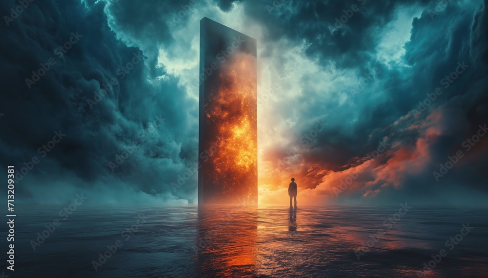 Fototapeta premium Transcending Realms, The Final Journey of the human soul. Mystical experience.