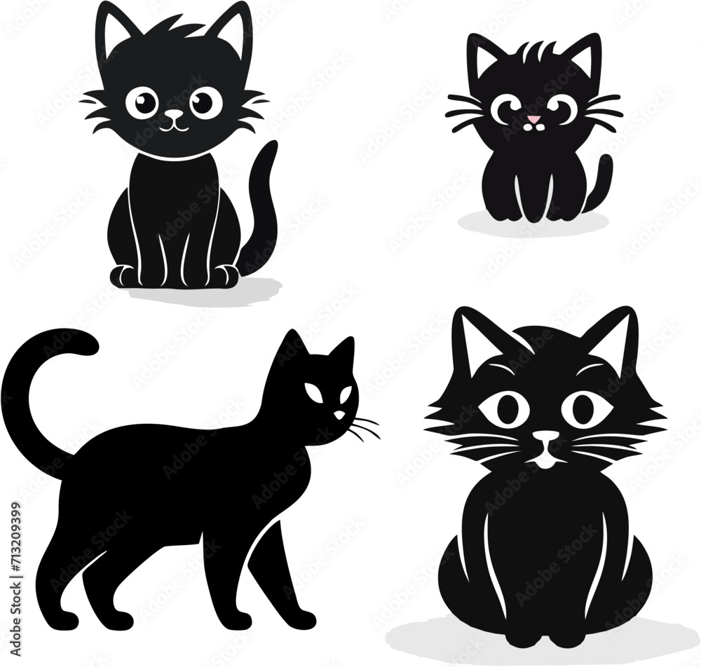 4 black cats icon set 4 black cats icon set