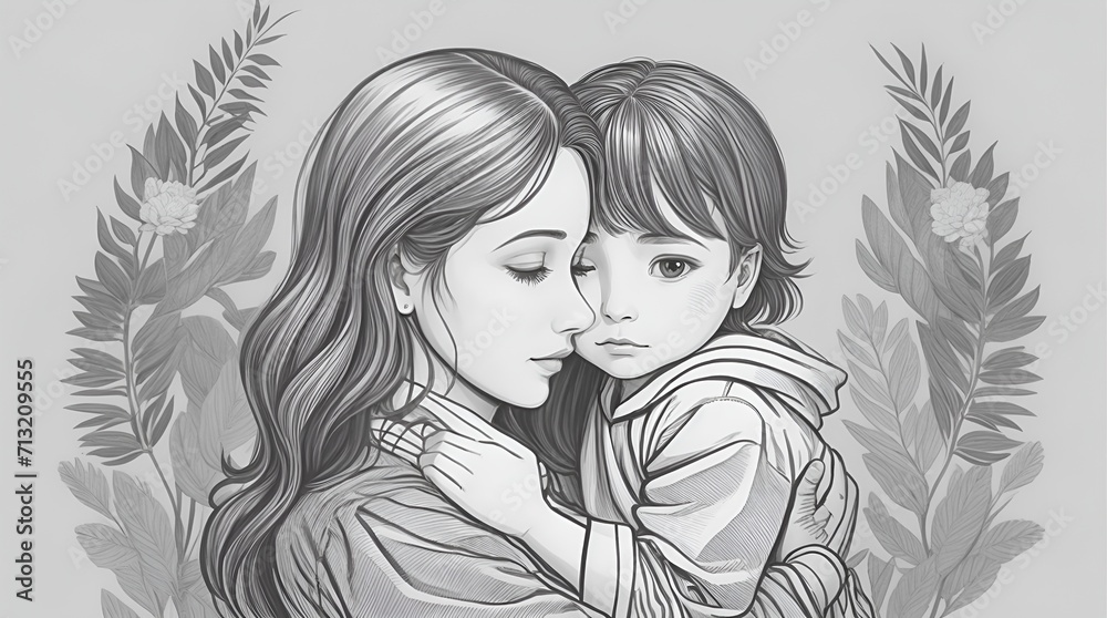 A heartwarming illustration of a mother and child, capturing the essence of a Mother's Day background. A heartwarming illustration of a mother and child, capturing the essence of a Mother's Day background.