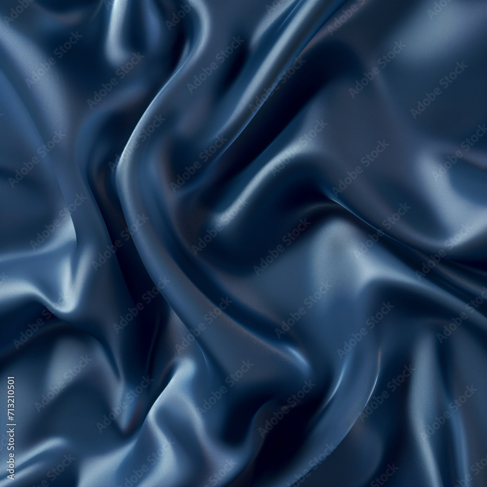 Obraz premium Luxurious Navy Blue Satin Fabric Texture Background, Elegant Silk Waves Abstract for Premium Advertisements and High-End Product Displays