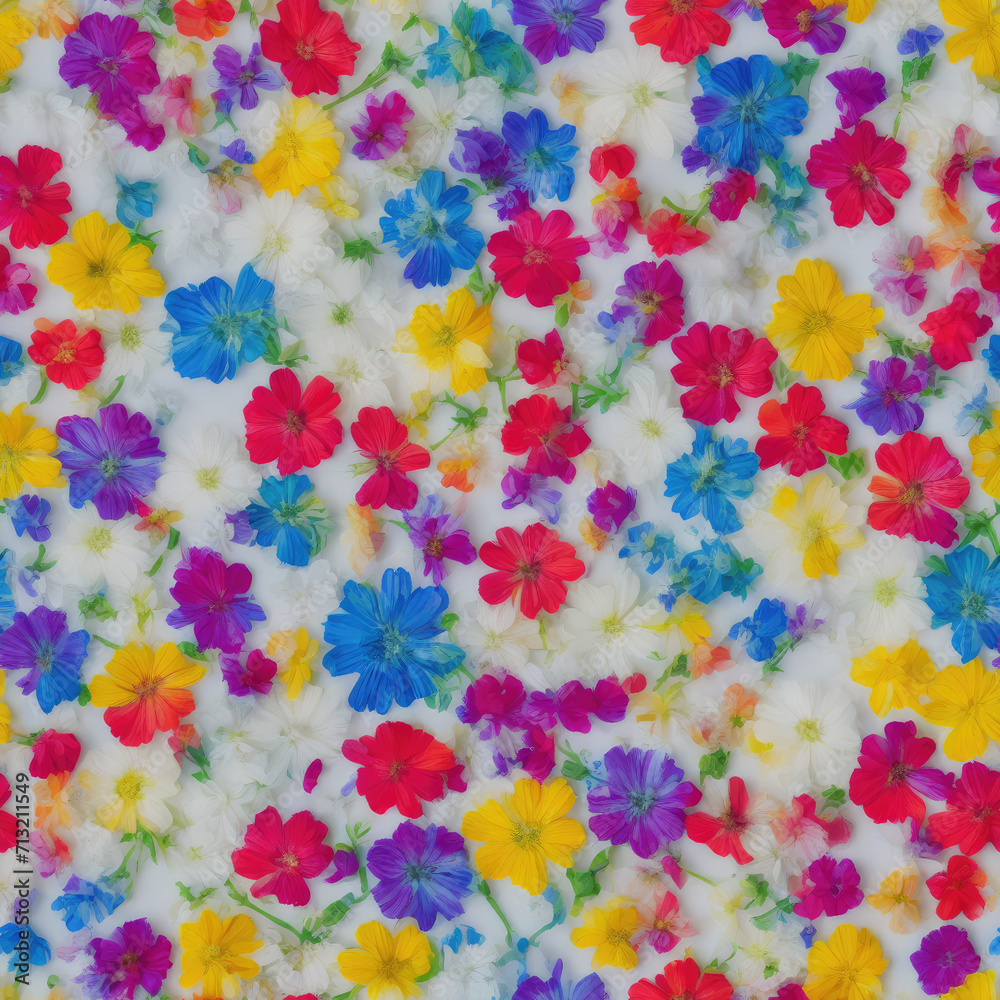 flowers. Abstract seamless pattern. AI generated.
