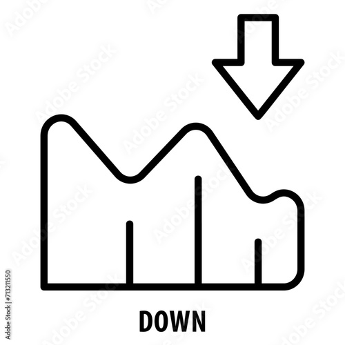 Down, icon, Down, Decrease, Reduce, Descend, Lower, Drop, Decline, Diminish, Downturn, Downward