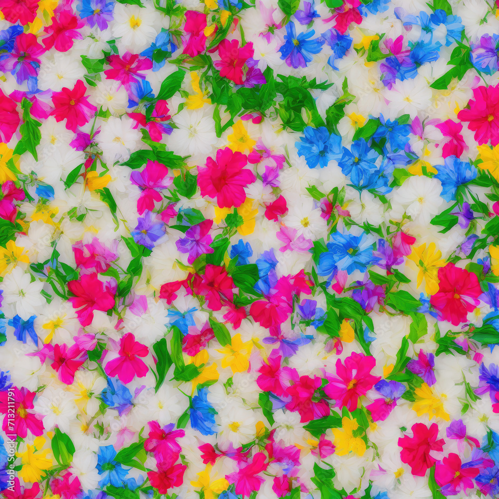 flowers. Abstract seamless pattern. AI generated.