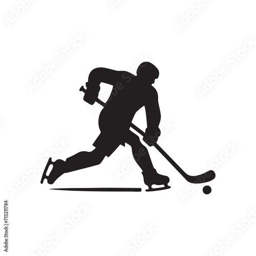 Dynamic Ice Dance: Hockey Player Silhouette Series Portraying the Artistry of Athletic Movement - Hockey Illustration - Athlete Vector 