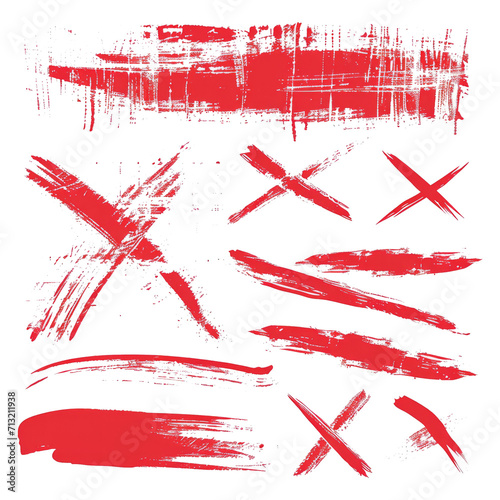 Grunge red strike through and underline elements