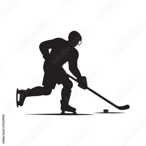 Precision on Ice: Hockey Player Silhouette Showcasing the Precision and Skill of the Athlete - Hockey Illustration - Athlete Vector 