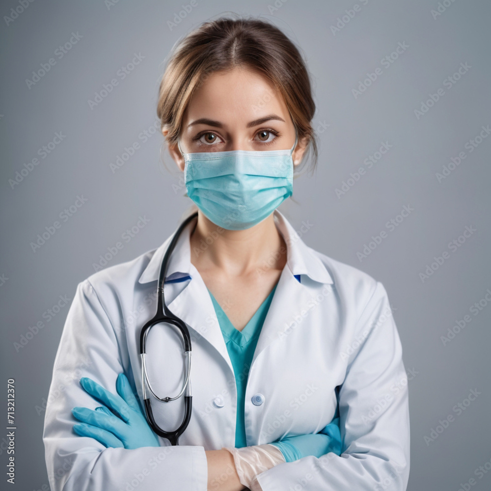 A female doctor wearing a mask is also impressive A female doctor wearing a mask is also impressive