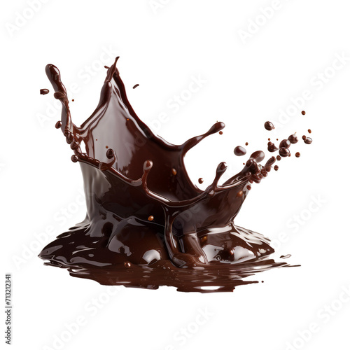 Realistic chocolate crown splash, Splashing and whirl chocolate liquid, cacao coffee splash with drops