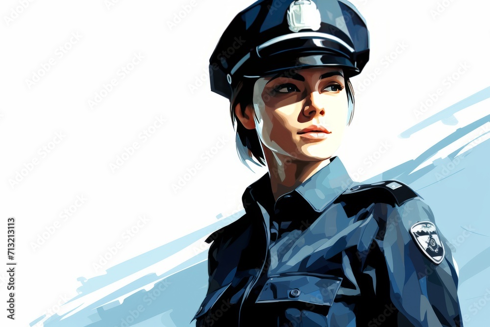 portrait of a female police officer on white background portrait of a female police officer on white background