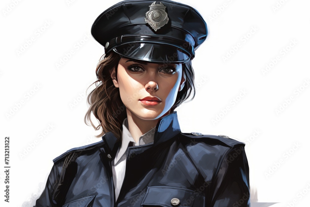 portrait of a female police officer on white background portrait of a female police officer on white background