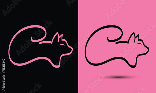 Initial letter C combine with cat head BLACK and PINK