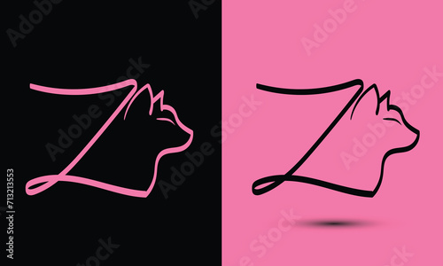 Initial letter Z combine with cat head BLACK and PINK