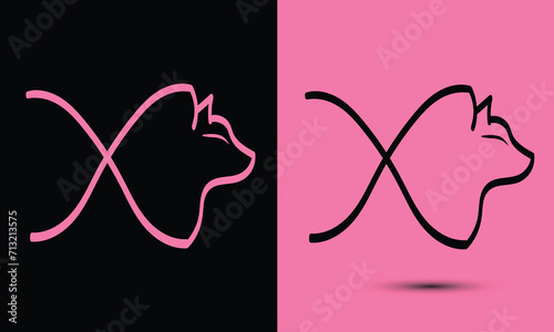 Initial letter X combine with cat head BLACK and PINK
