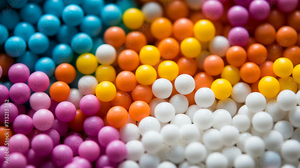 There were piles of colorful beads. There were piles of colorful beads.