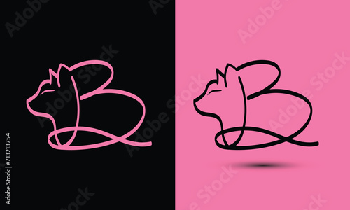 Initial letter B combine with cat head BLACK and PINK