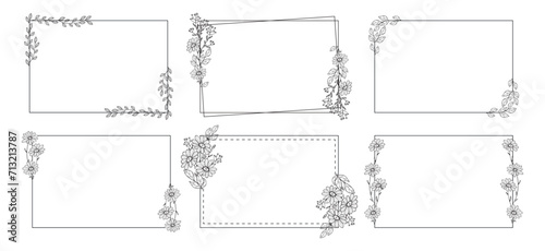 Set of vintage frames. Floral ornament. decorative vector frames