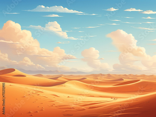 A breathtaking desert landscape featuring majestic sand dunes, captured in a raw, artistic style photograph.