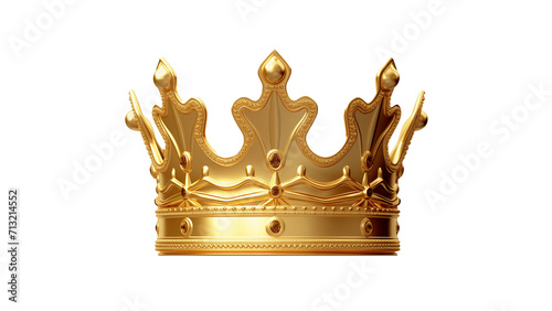 Golden crown cut out. Gold crown on transparent background photo