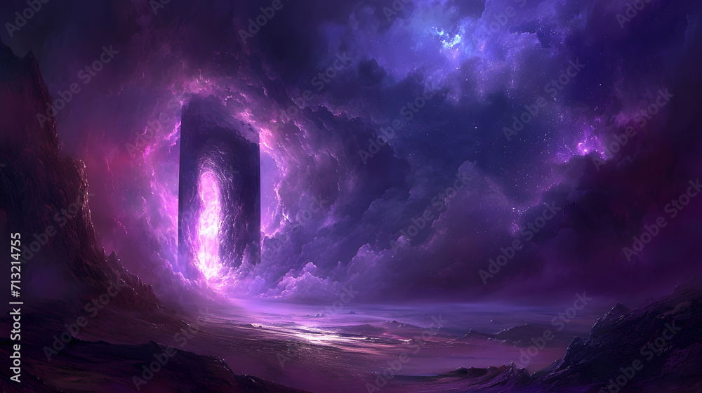 Mystical Cosmic Portal in a Fantasy Landscape Mystical Cosmic Portal in a Fantasy Landscape
