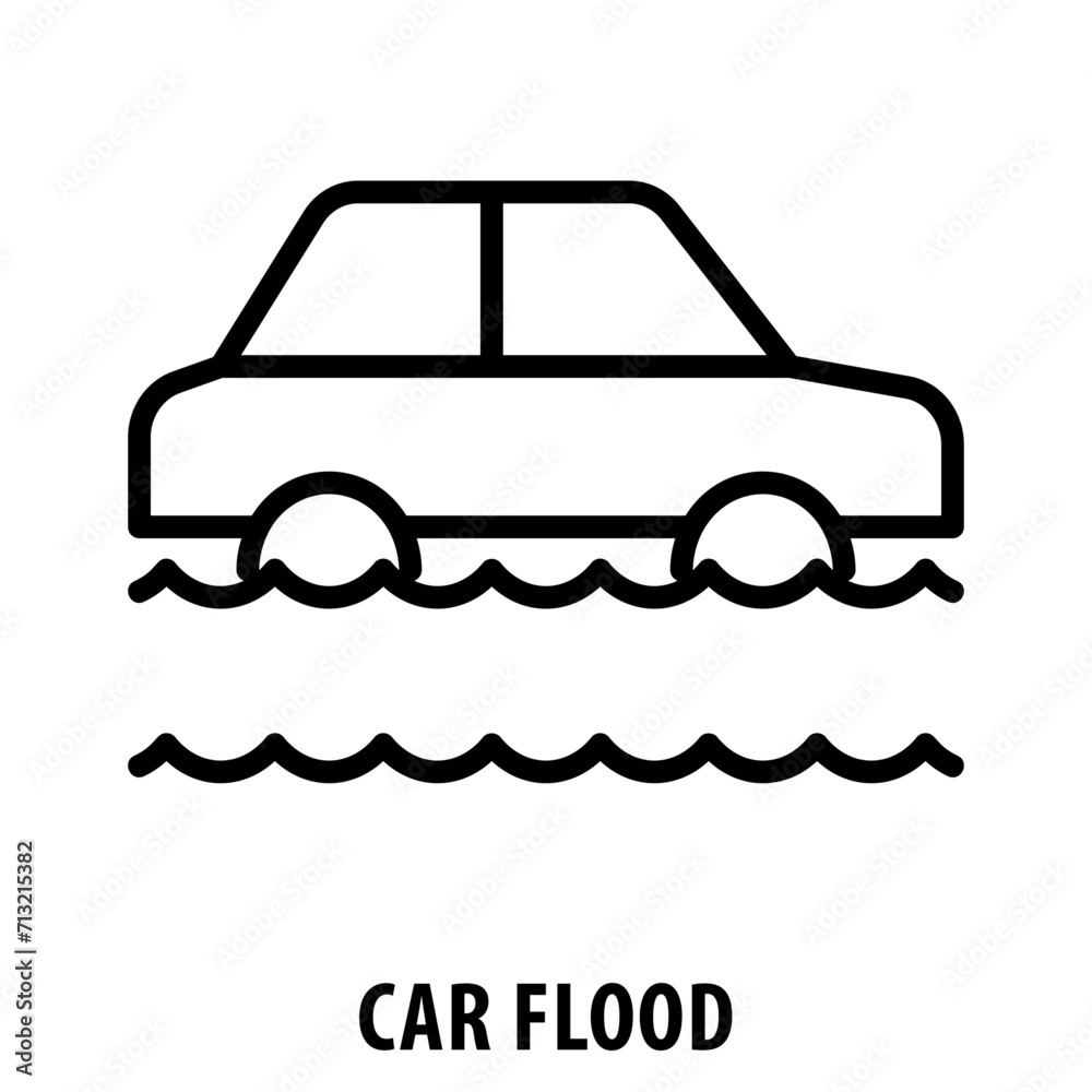 Car Flood, icon, Car Flood, Flooded Car, Water Damaged Car, Car Flood