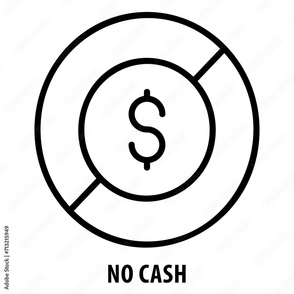 No cash, icon, No Cash, Cashless, No Money, No Payment, Cash Absence, No Cash Icon, Money Absent, Empty Wallet