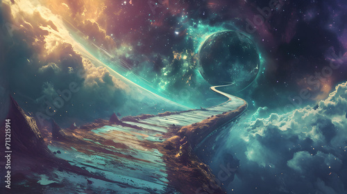 Winding Cosmic Pathway Through Nebula and Star-Studded Space © ABDULRAHMAN