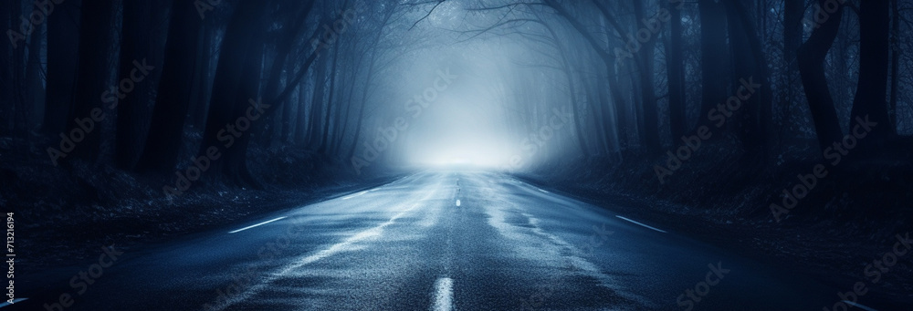 foggy dark road in the forest, abstract background foggy dark road in the forest, abstract background