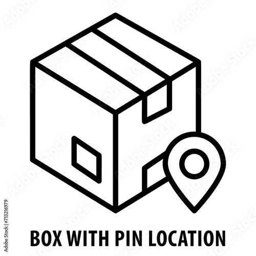 Box with Pin Location, icon, Box with Pin Location, Pin on Box, Location Pin, Location Icon, Box Location, Map and Box, Box with Pin Location Icon