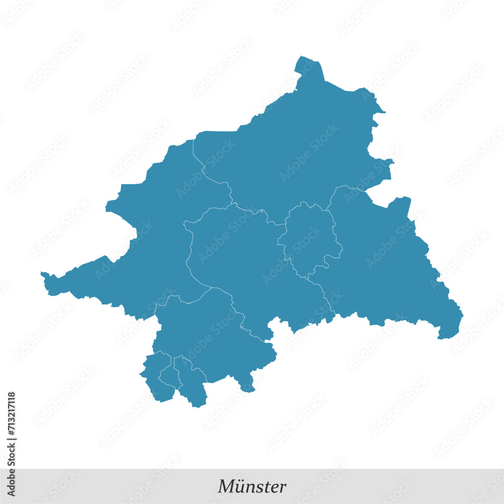 map of Münster is a region in North Rhine-Westphalia state of Germany