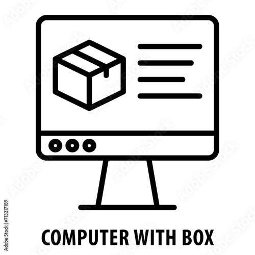 Computer with Box, icon, Computer with Box, PC Packaging, Computer in Box, Computer with Box Icon, Technology Packaging, Boxed Computer, Tech Delivery