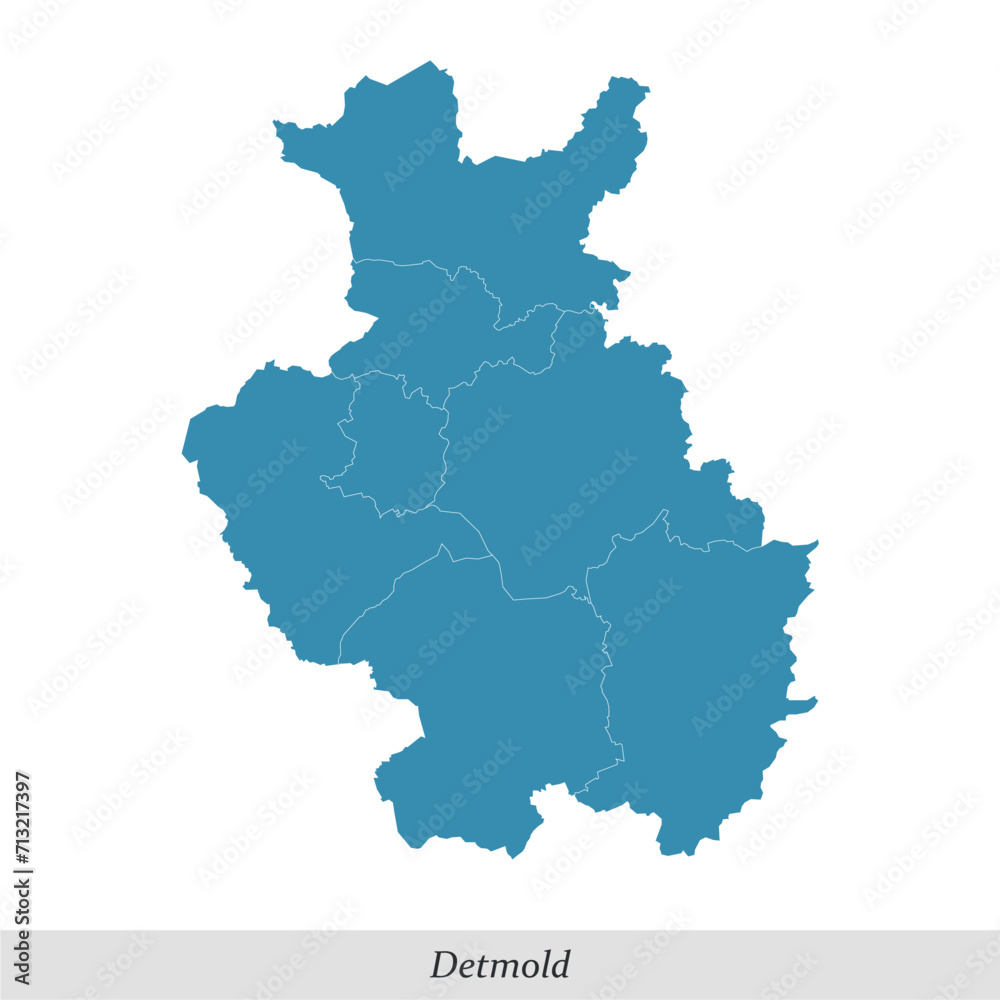 map of Detmold is a region in North Rhine-Westphalia state of Germany