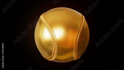 金色の野球ボール。スポーツの3DCG背景。 photo