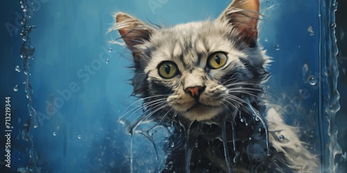 a cat is getting watered from the