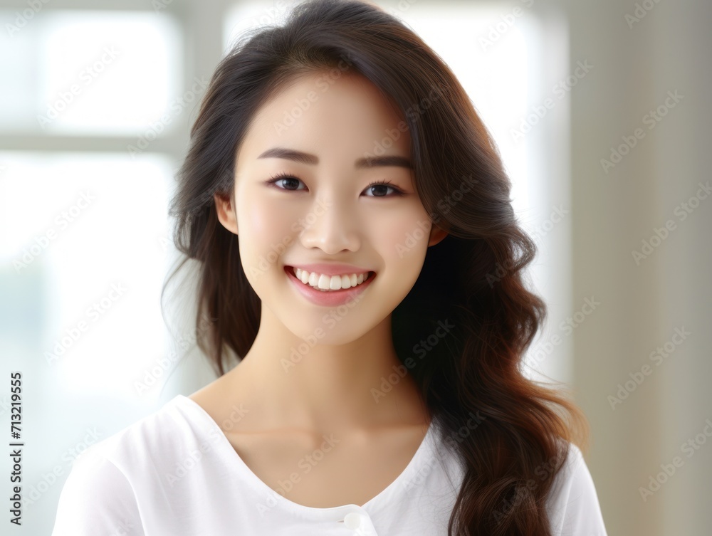 Beautiful smile of healthy asian woman, close up Beautiful smile of healthy asian woman, close up
