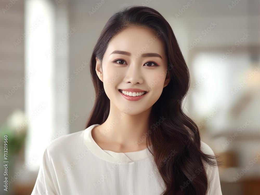 Beautiful smile of healthy asian woman, close up Beautiful smile of healthy asian woman, close up