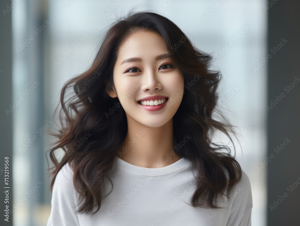 Beautiful smile of healthy asian woman, close up Beautiful smile of healthy asian woman, close up