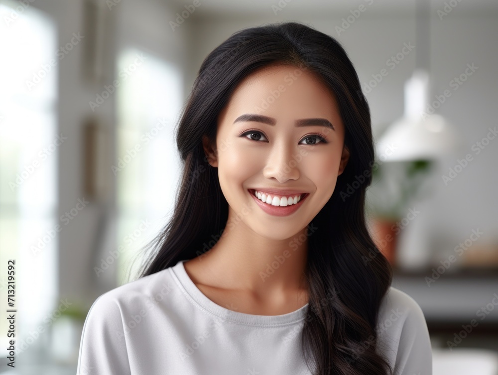 Beautiful smile of healthy asian woman, close up Beautiful smile of healthy asian woman, close up