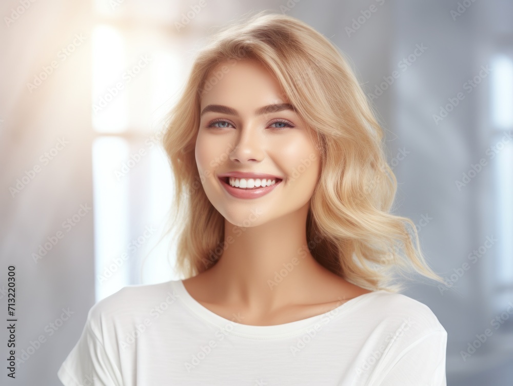 Beautiful smiling girl model with natural makeup Beautiful smiling girl model with natural makeup