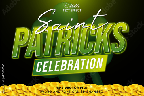Saint Patrick day celebration editable vector text effect