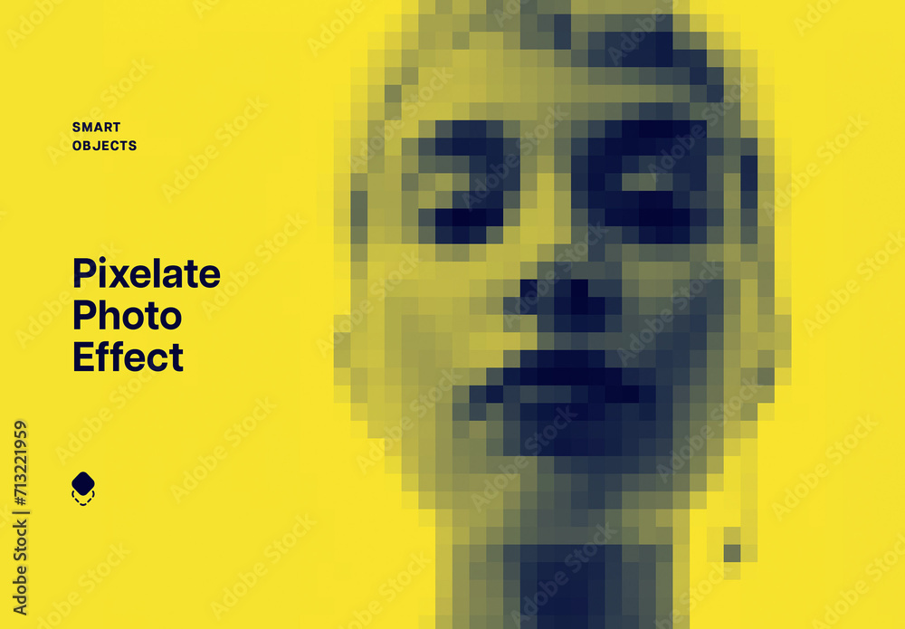 Pixelate Photo Effect Mockup With Generative AI Preview Stock Template ...