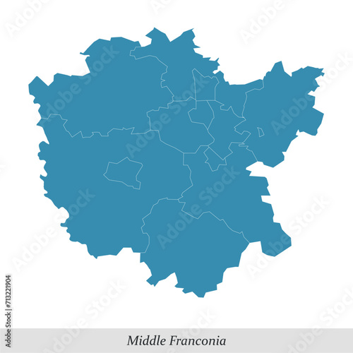 map of Middle Franconia is a region in Bavaria state of Germany